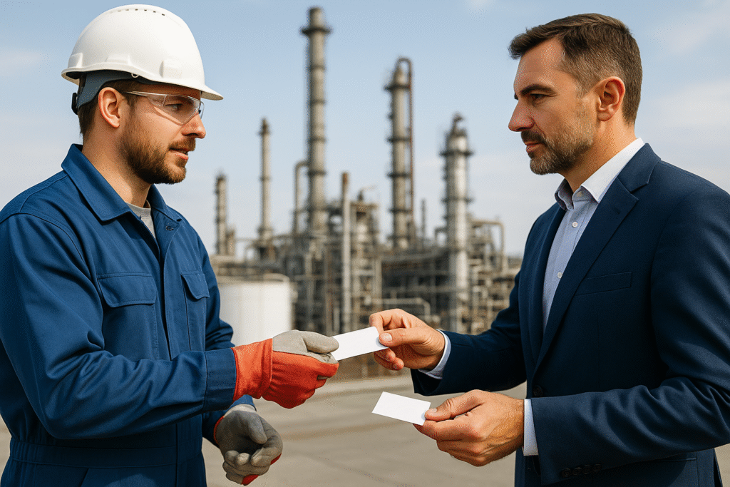Add Certifications and Safety Credentials-Oil Gas Business Cards: